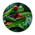 thumbnail image 2 of PIKWEEK  Red Eyed Tree Frog Jungle Leaf Round Fitted Tablecloth Elastic Edge Waterproof Oil-Proof Table Cover Stain-Resistant Table Cloth Fits Round Tables, 2 of 7