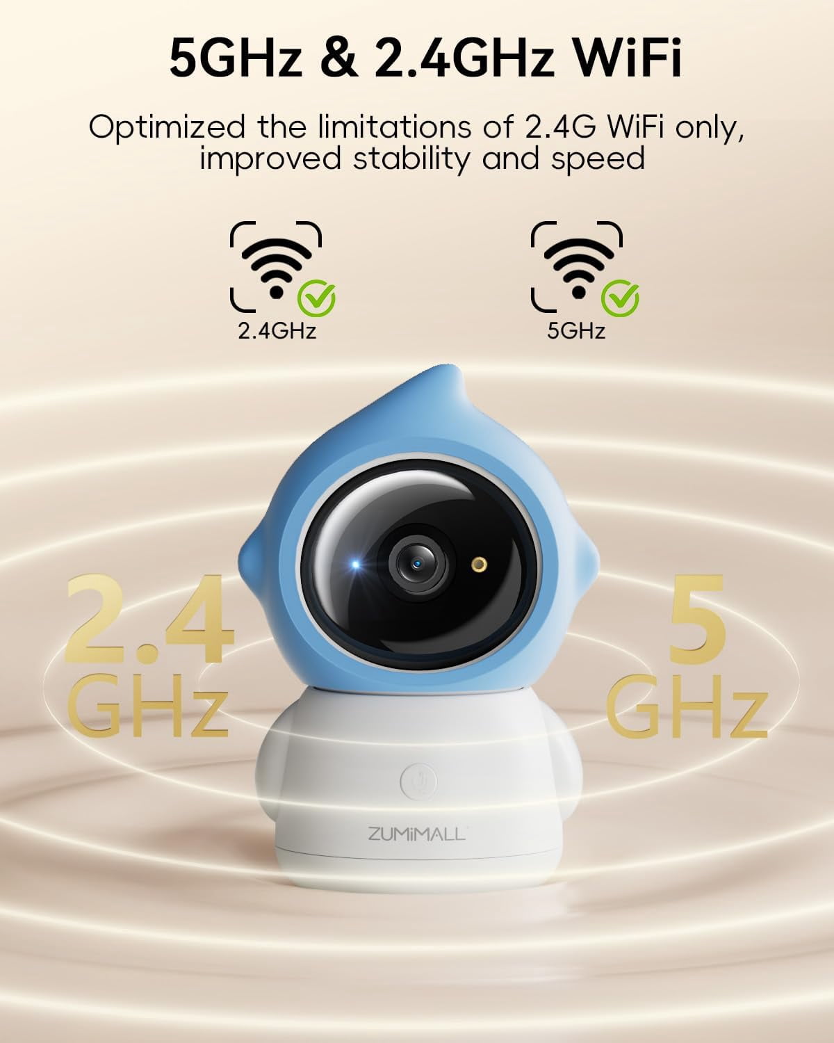 ZUMIMALL 2K Pet Camera with App-Controlled Laser Toy, 360° PTZ Indoor Camera for Cats & Dogs, 5G WiFi, Motion Tracking, Night Vision & 2-Way Audio