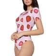 thumbnail image 2 of The Xecao Hand Drawn Strawberry Women's Crew Neck Body Suit, a short-sleeved bodysuit and basic swimsuit, both comfort and style for dating and daily life, 2 of 9