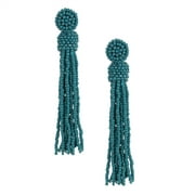 Marco Beaded Tassel Drop Earrings, Turquoise