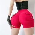 thumbnail image 5 of Breezora Women's High Waist Button Detail Yoga Shorts Scrunch Lifting Workout Running Quick Dry Gym Bottoms, 5 of 8