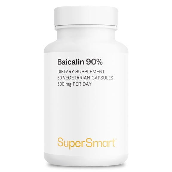 SuperSmart - Baicalin 90% - 500 mg per Day - Chinese Skullcap or Huang Chin Extract (Scutellaria Baicalensis) | Non-GMO & Gluten Free - 60 Vegetarian Capsules