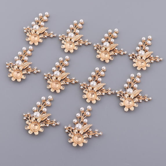 10 Pieces Pearl Rhinestone Embellishments for DIY Earrings, Hair Pins, Hairband Craft