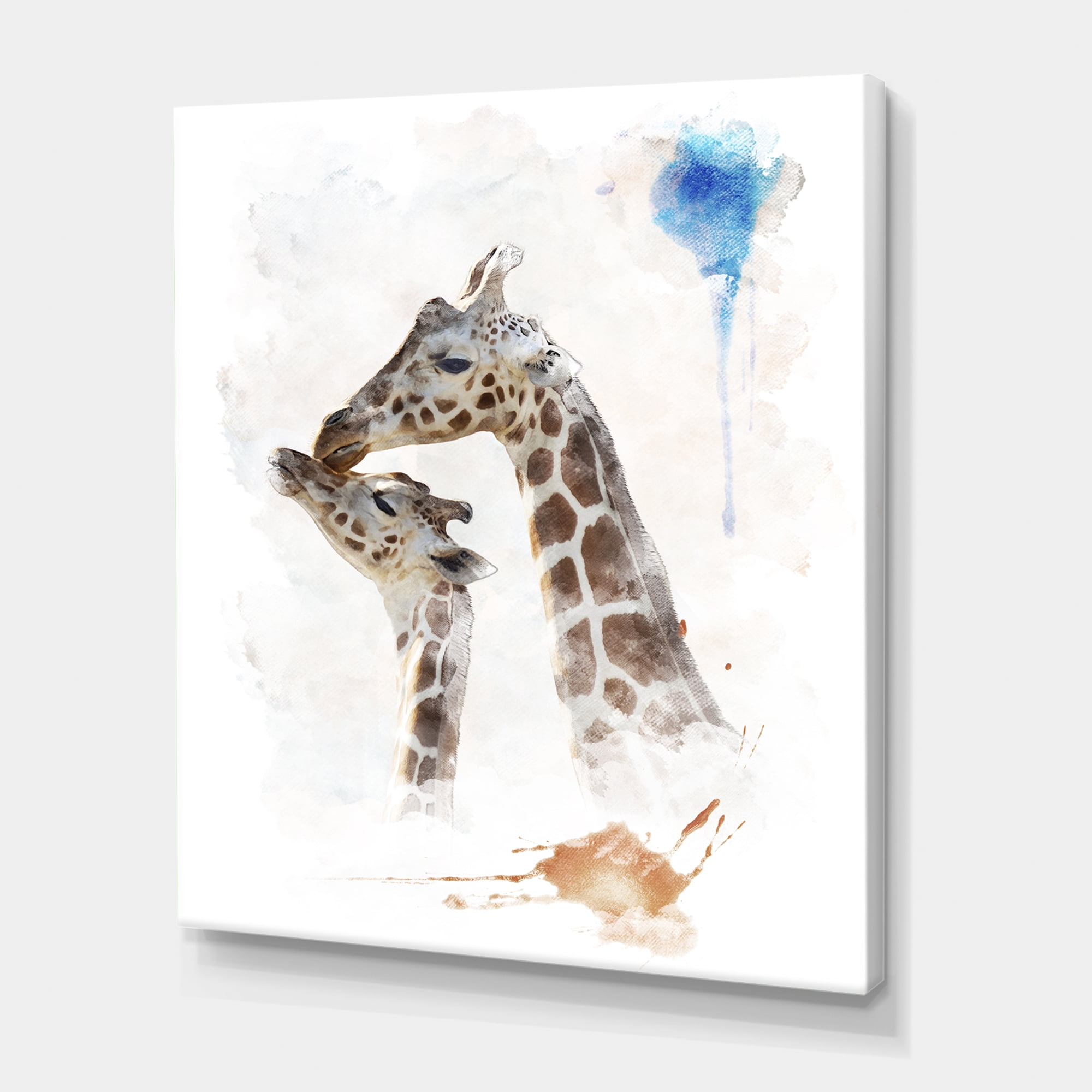 Designart ' Portrait of A Child and Giraffe ' Farmhouse Canvas Wall Art Print
