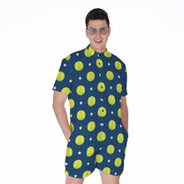 Tennis Sport Pattern Short Sleeve Men'S Rompers, Tennis Player Sports Casual Summer Jumpsuits Outfit