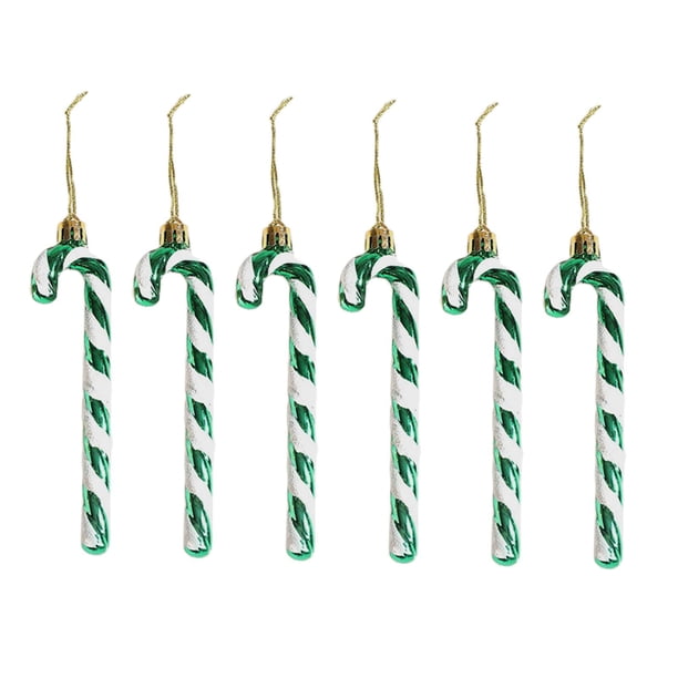 6 adornos navideños de bastón de caramelo para colgar en la corona de fiesta. Verde