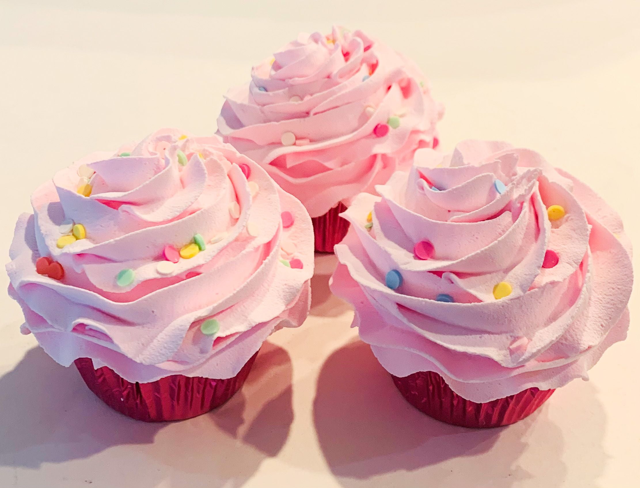 Pink Confetti Cupcakes Fake Cupcake Decoration Prop Set of 3 Dezicakes