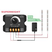 SUPERNIGHT LED Light Strip Dimmer, DC 12V-24V 30A PWM Dimming Controller for Dimmer Knob Adjust Brightness ON/Off Switch with Aluminum Housing (Aluminum Dimmer)