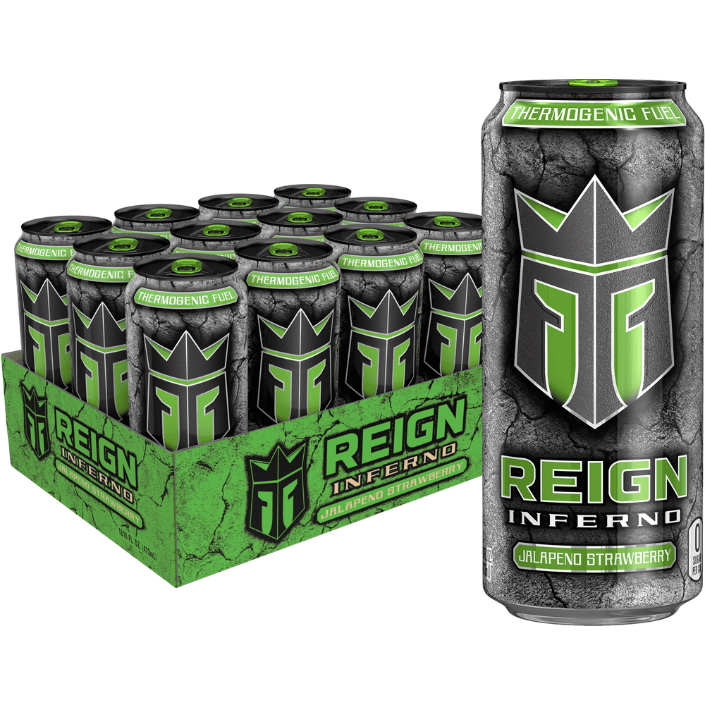 (12 Cans) Reign Total Body Fuel Inferno Energy Drink, Jalapeno