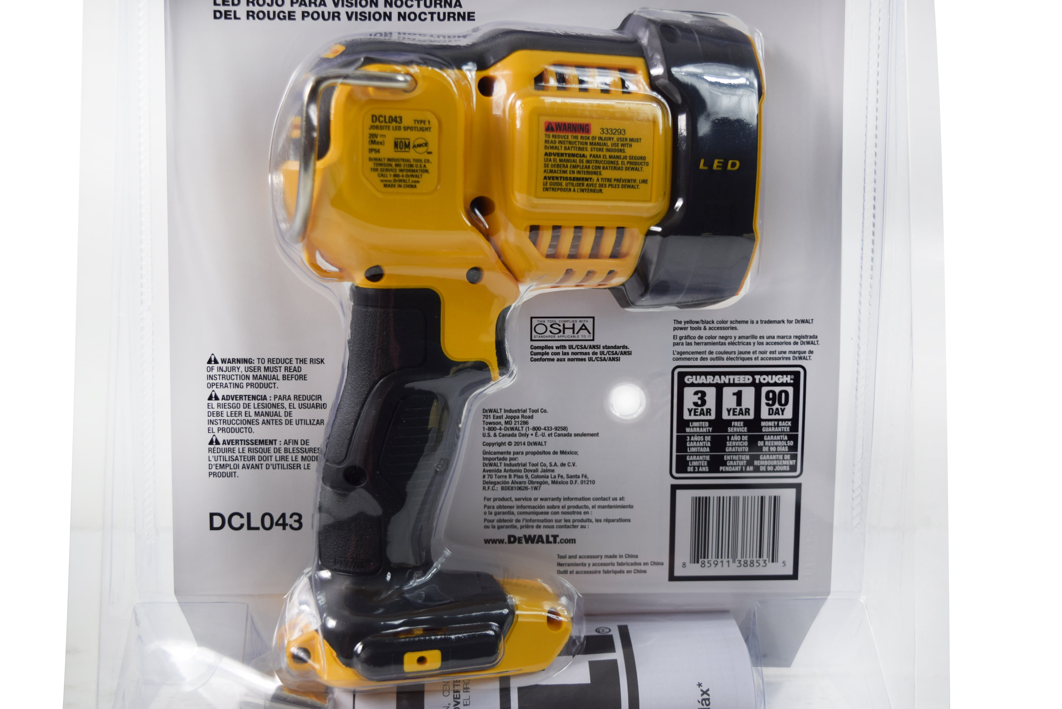 DeWALT Max 20V Jobsite Pivoting LED Spotlight DCL043 (Bare Tool)