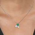 thumbnail image 3 of Gem Stone King 925 Silver and 10K Yellow Gold Green Malachite and White Moissanite Pendant Necklace for Women (3.40 Cttw, Oval 8X6MM, 7X5MM and 6X4MM, Gemstone, with 18 inch Chain), 3 of 4