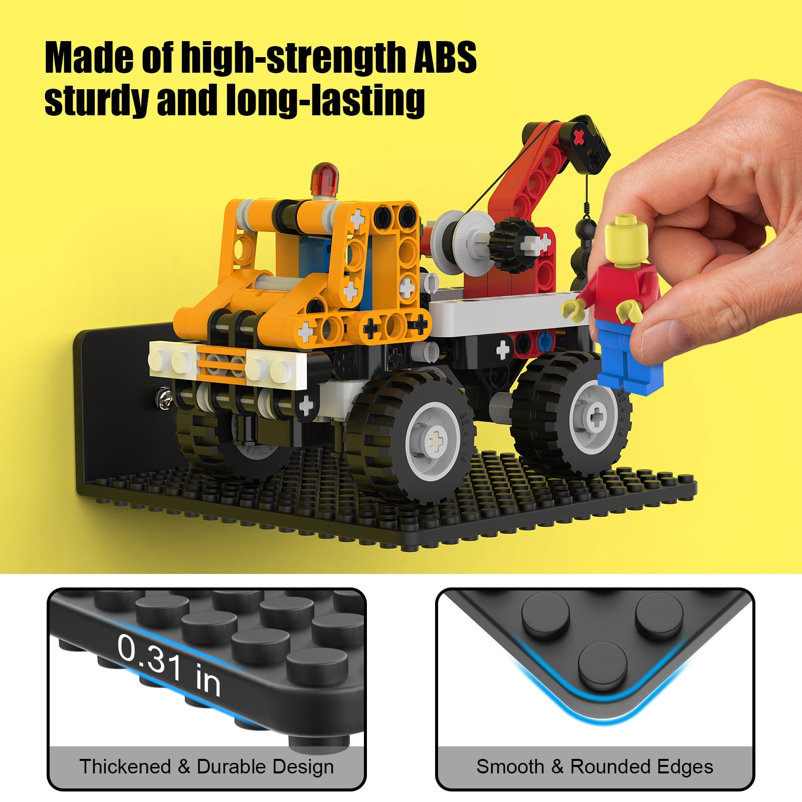 BlissBox Floating Wall Display Shelves for LEGO Building Bricks Dual-Sided 16 x 17 Studs ABS Storage Display 6 Pack 5 x 5.5 Inch