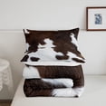 thumbnail image 5 of Cow Print Comforter Set Queen Size, Highland Cattle Cowhide Printed Ultra Soft Duvet Set, Western Farm Cowboy Pattern All Season Down Alternative with 2 Pillowcases, Brown White, 5 of 7