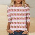 thumbnail image 2 of Ltctricy Valentine's Day Shirts for Women Cute Fashion 3/4 Sleeve Crewneck Tops for Gifts Casual Comfy Pullover Blouse, 2 of 5