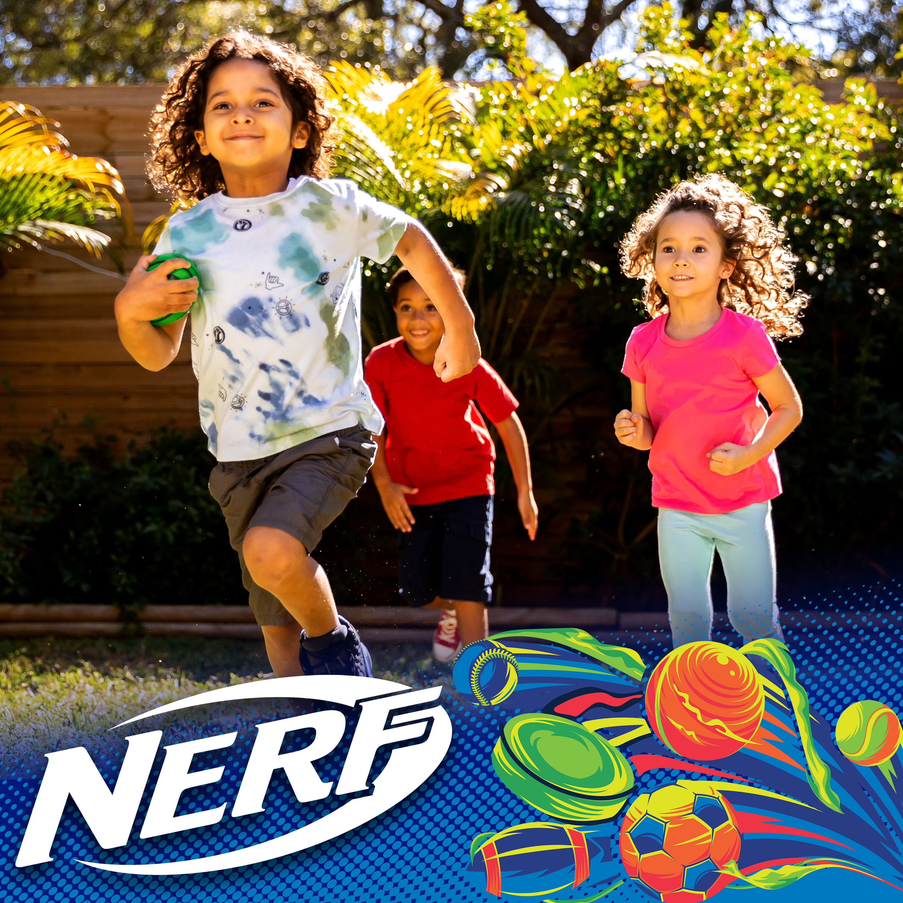 NERF Mini Foam Sports Ball Set - Foam Football, Soccer Ball + Basketball Set - NERF Soft Foam Sports Set for Kids - Multicolor