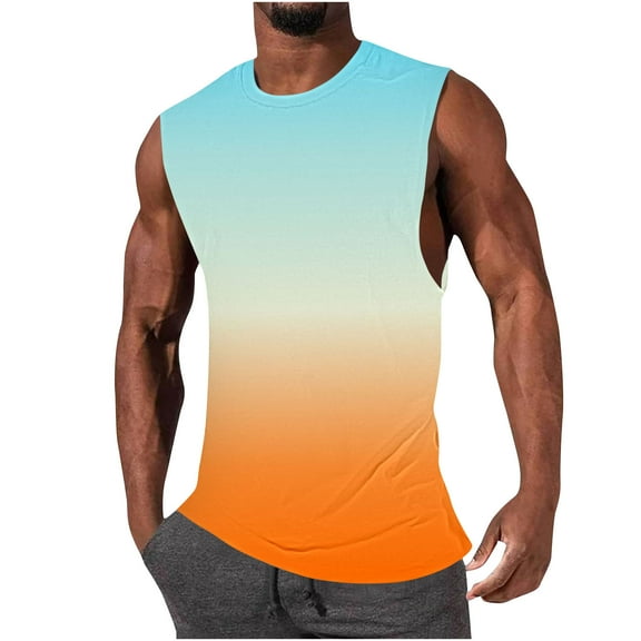 YFNNUP Tank Top Cotton Muscle Workout Gym Shirts Moisture Wicking Lightweight Summer Casual Sleeveless Shirts Men Plus Size Tank Tops