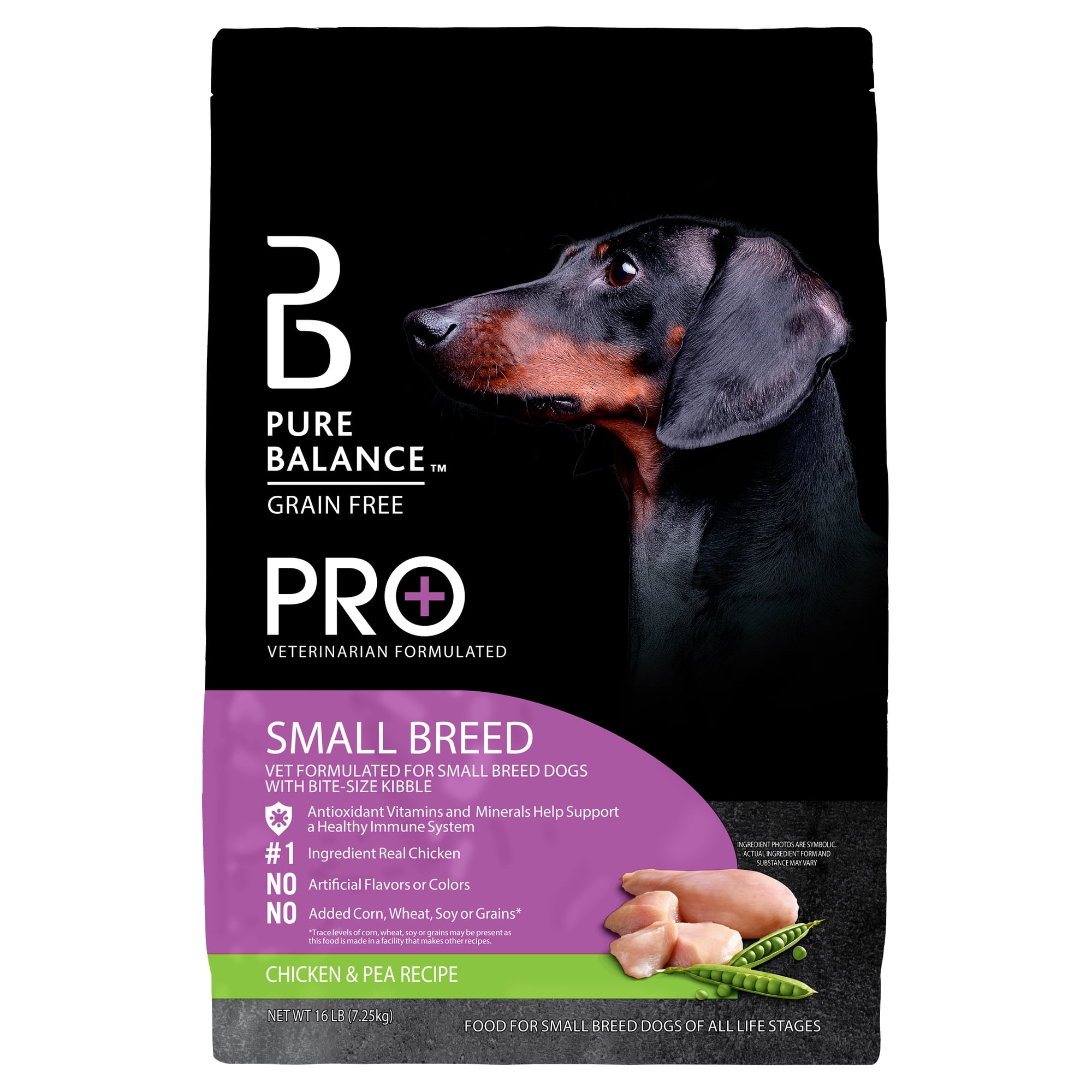 Pure Balance Pro+ Small Breed Chicken & Pea Recipe Dry Dog Food, 16 lbs