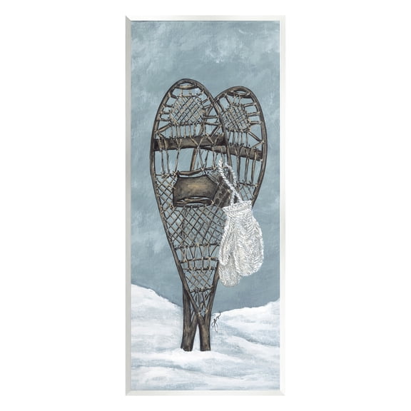 Stupell Industries Snowshoes & Winter Gloves Holiday Painting Unframed Art Print Wall Art, 7 x 17