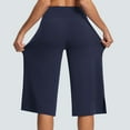 thumbnail image 3 of Mohiass Women's Capris Pull on Wide Leg Tummy Control Womens Capris Summer High Waisted Yoga Capri Pants for Women with Pockets Navy XL, 3 of 8
