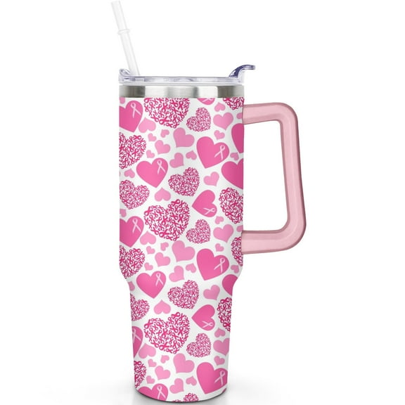 40 oz Valentine's Day Theme Tumbler with Handle 40oz Valentine's Day Tumbler Spill Proof Lid Straw Double Insulated Travel Coffee Cup Valentine's Day Lover Gifts for Men Women Travel Must Haves