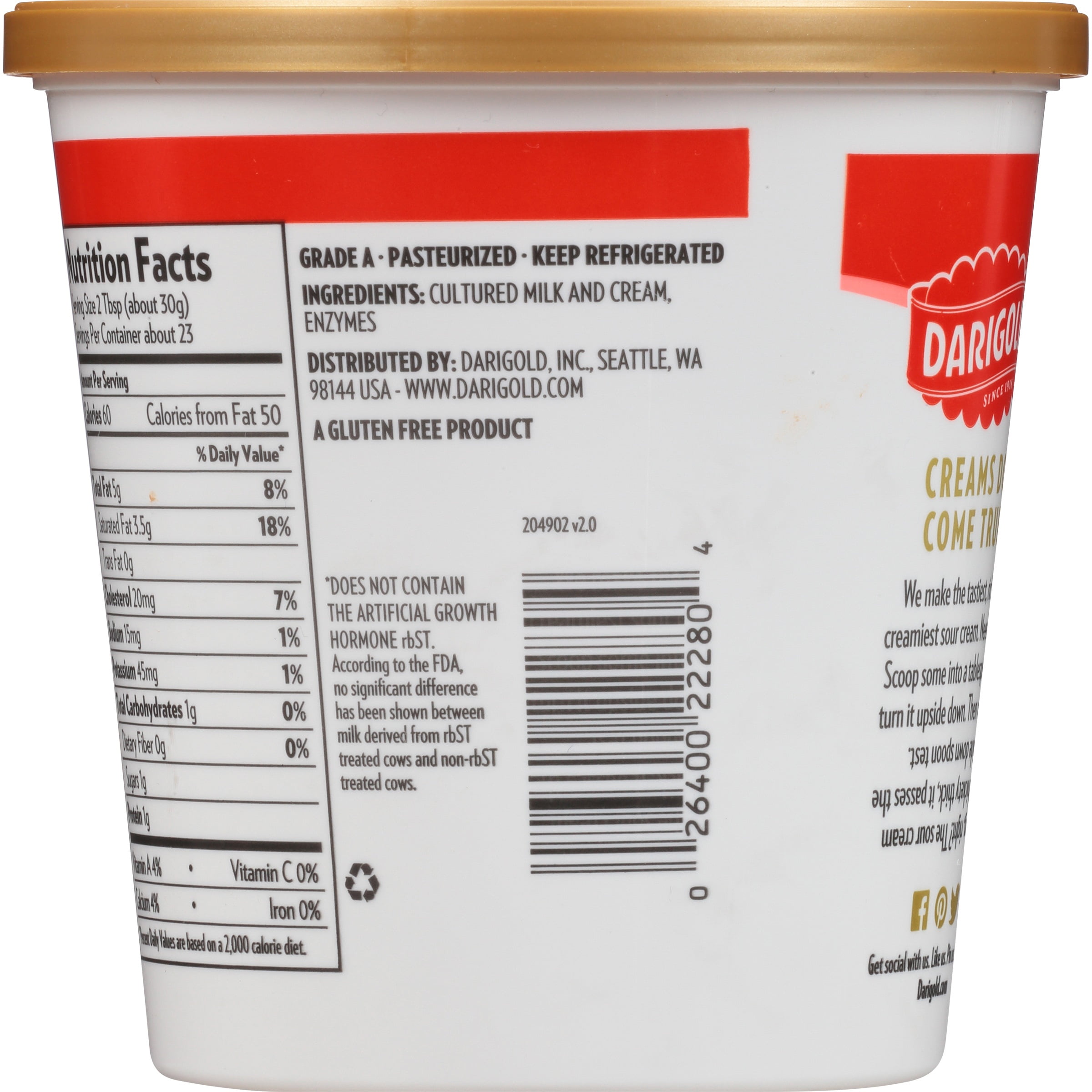 Sour Cream Ingredients Label 1stadenium