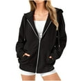 thumbnail image 1 of MeetoTime Veste Sweat à Manches Longues pour Femmes Automne Tendance Décontractée à Capuche Zippée avec Poches, 1 of 6