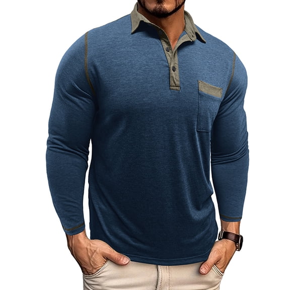 GuangCheng Mens Henley Shirts Long Sleeve Button Down T-Shirt Casual Stylish Pullover Shirts with Pocket