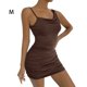 thumbnail image 4 of Jumpingount Vestido sexy sin mangas Color sólido Correa de espagueti Vestido informal para vacaciones Clubwear Boda Ropa de moda de verano Vestidos Café METRO Jumpingount AP010938-08, 4 of 6