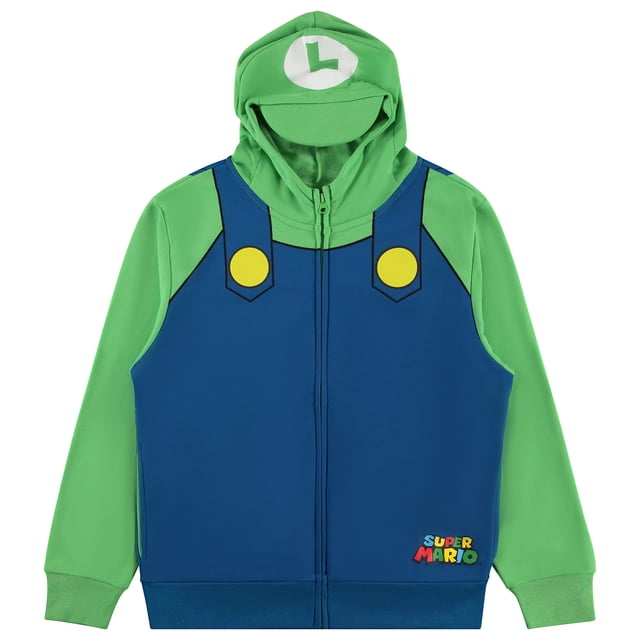 Disfraz: sudadera con capucha Nintendo Mario and Luigi para niños, azul y verde