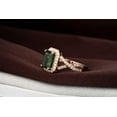 thumbnail image 4 of Halo Art Deco Infinity 2 Carat Green Emerald 7x5mm Emerald Cut And Moissanite Diamond Engagement Ring for Her in 10k Rose Gold, 4 of 5