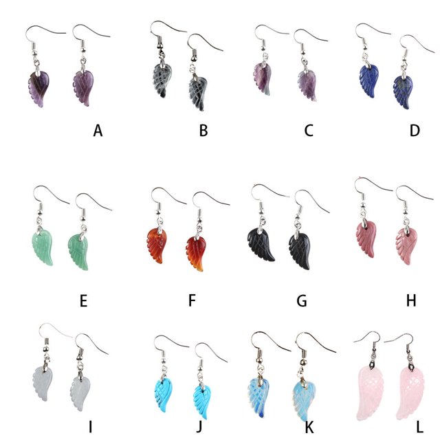 1 Pair Pearl Earring Ear Pendent Attractive Beautiful Stud Sweet Gift Exquisite Attractive Beautiful Long-lasting Rustproof Carved Crystal Angel Wing Type 7