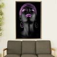 thumbnail image 4 of Purple Lip Canvas Art, Black Girl Art Canvas, African Woman Wall Decor, Shimmery Art, Ethnic Artwork, Trendy Poster, African Art Canvas, Canvas Wall Decor - White Framed, 4 of 5