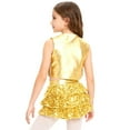 thumbnail image 2 of Eandarui Kids Girls 80s 90s Disco Dance Outfits Sequins Sleeveless Tassel Crop Top with Tiered Ruffle Skirted Shorts Gold 12, 2 of 5