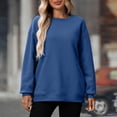 thumbnail image 2 of Women's Oversized Crewneck Sweatshirt Long Sleeve Fleece Pullover Fall Fashion Casual Tunic Top with Pocket No Hood, 2 of 7