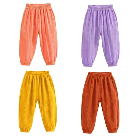 

HAOYUNL Boys Girls Bloomers Pants for Kids Baby Toddler Cotton Linen Elastic Long Pants Casual Joggers Stylish Comfort Pajama Pants Size 1-8Years