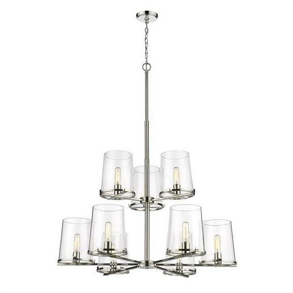 9 Light Chandelier In Industrial Style-47 Inches Tall And 38 Inches Wide -Traditional Installation Z-Lite 3032-9Pn