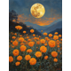 thumbnail image 1 of Qisvanset Framed Canvas Wall Art 12x16 Inch Full Moon Golden Marigold Night Floral Art, 1 of 5