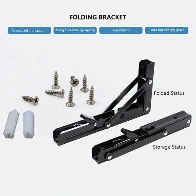Soporte Triangular Plegable 2 uds estante de mesa de banco herrajes de soporte de muebles de acero inoxidable (negro 10 pulgadas A)