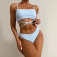 thumbnail image 2 of Sngxgn Women's High Waisted Bikini Sets High Cut Bathing Suits Two Piece Cut Out Swimsuits(Light Blue,M), 2 of 5