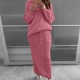 thumbnail image 2 of SRZYMJ Women's Cable Knit Long Skirt 2 Piece Outfit Oversized Pullover Sweater Top and Long Pencil Skirt Sets, 2 of 5