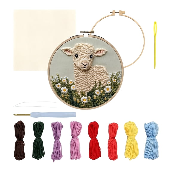Punch Needle Kit for Beginners Adults – Diy Embroidery Hoop Craft Set with Instructions