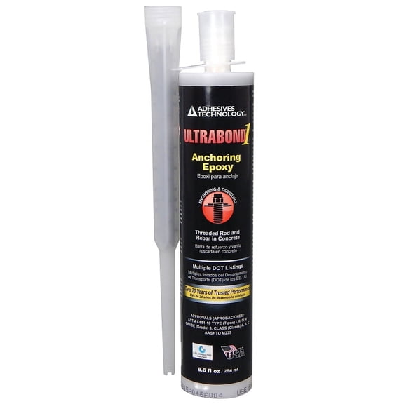 Ultra Bond 1 A9-1 Anchoring Adhesive, 9 oz Cartridge, Epoxy Coated, 35 - 110 deg F