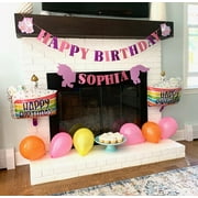 Bay and Birch Designs Unicorn Happy Birthday Banner 4in H 8ft Length Pink Personalized