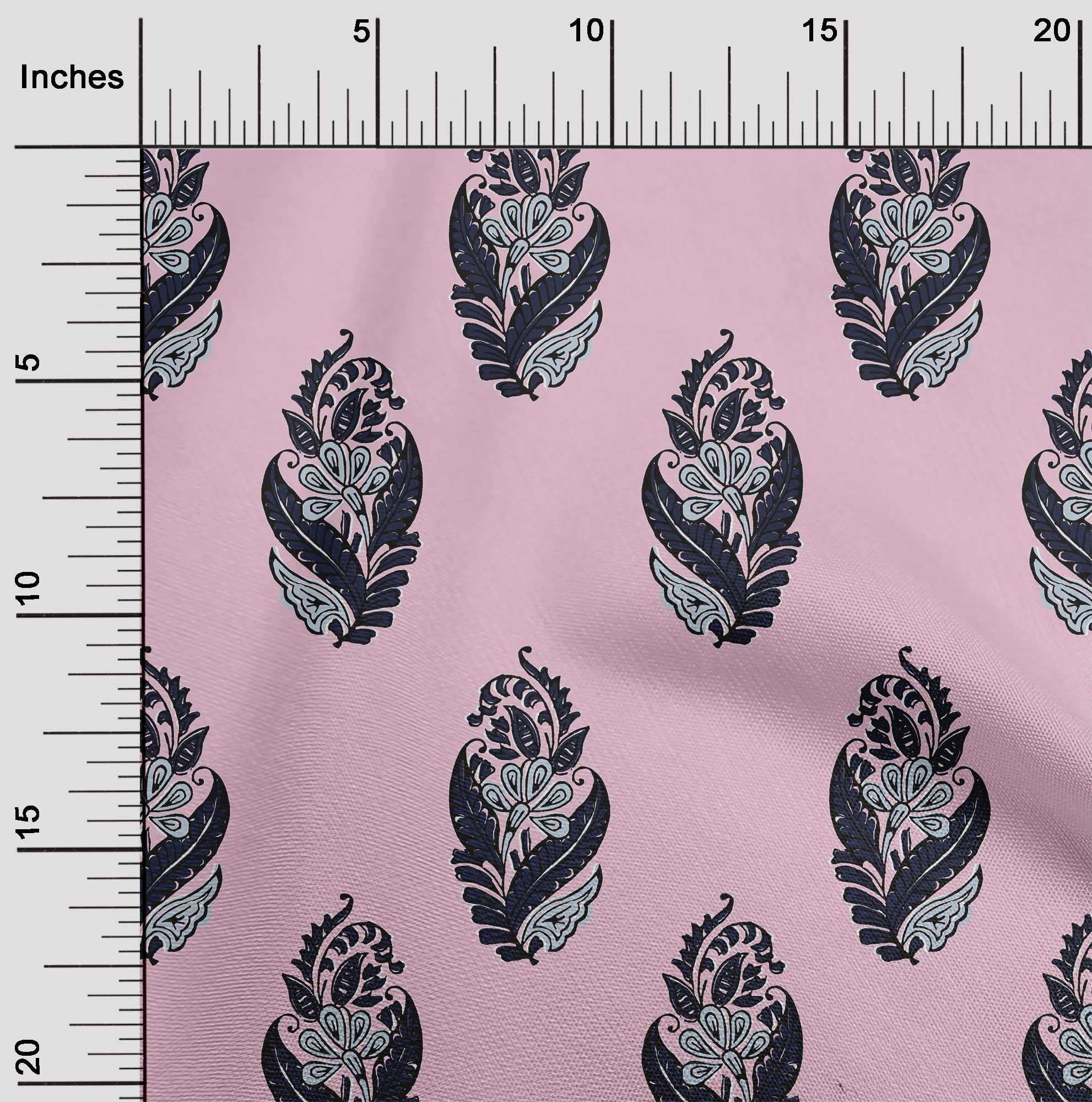 oneOone Cotton Silk Fabric Leaves & Floral Block Print Fabric BTY 42 ...