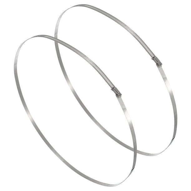 Uxcell 2 Pcs Abrazaderas de Manguera, 11.8-21.65 Pulgadas Abrazadera de Manguera Ajustable de Acero Inoxidable 304 para Fontanería Automotriz, Abrazaderas de Tubería de Línea de Combustible, Plateado