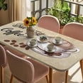 thumbnail image 3 of Vintage Coffee Table Cloths for 3 Foot Rectangle Tables, Modern Farmhouse Coffees Brown Retro Patio Waterproof Elastic Fitted Tablecloths, Washable Rectangular Table Cover for Camping, 3 of 8
