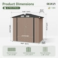 thumbnail image 6 of Aoxun 6’x4’ Storage Shed with Base, 22.5sq ft Outdoor Storage with Lockable Doors for Garden(Brown), 6 of 8