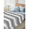 thumbnail image 4 of Grey Stripe Twim Size Flat Sheet, Wrinkleproof & Fadeproof Cooling Flat Bed Sheet Only, Minimalist Farmhouse Striped Breathable Soft Bedding Top Sheets 66 x 96 Inches, 4 of 8