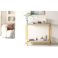 thumbnail image 2 of 27" Gold Metal and White Marble Console Table, 2 of 6
