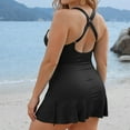 thumbnail image 4 of Daiosportswear Plus Size Women One Piece Swim Dress Tummy Control Swimsuits Twist Front Bathing Suit Body Shaping Swimwear,Swimwear for Women Black XXXXL(XXXXL), 4 of 7